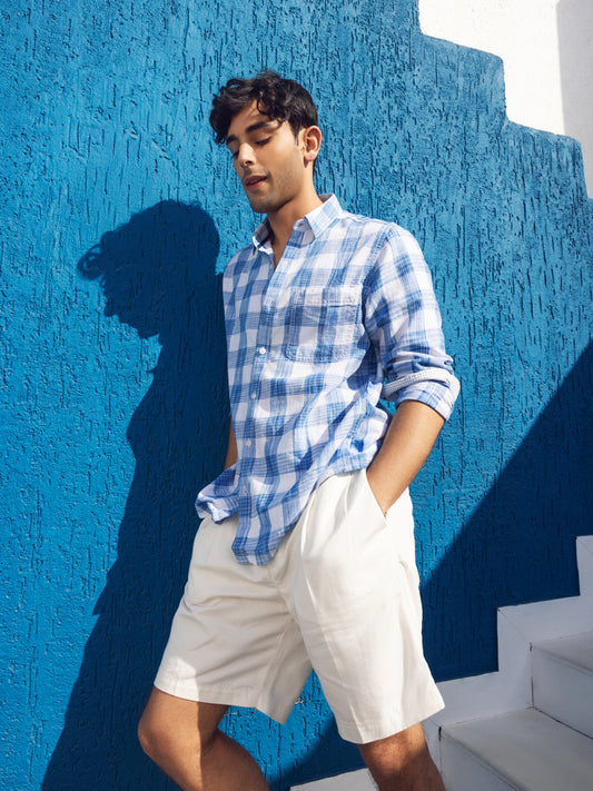 Suave Blue & White Box Checks Shirt