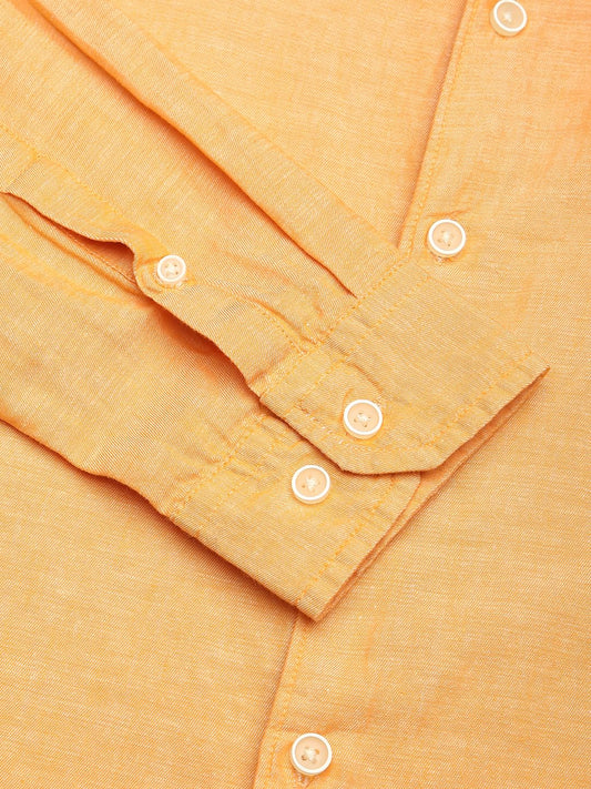 Solid Mustard Mandarin Collar Shirt