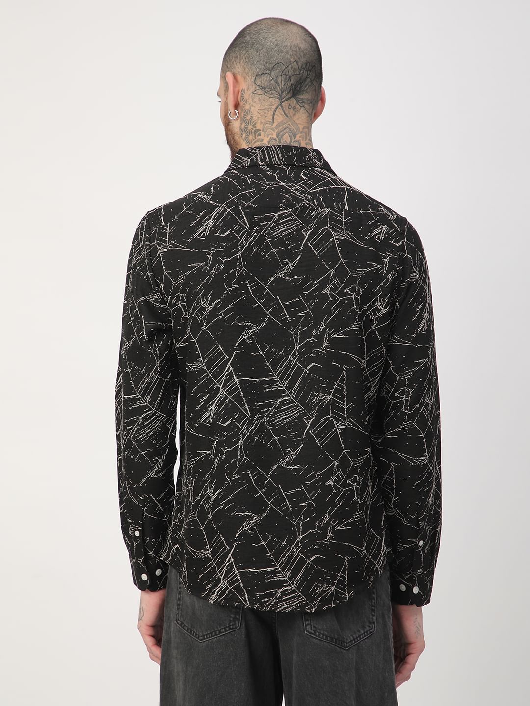 Onyx Black Stroke Splash Textured Shirt