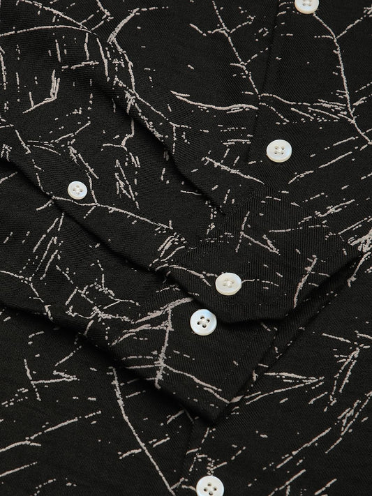 Onyx Black Stroke Splash Textured Shirt