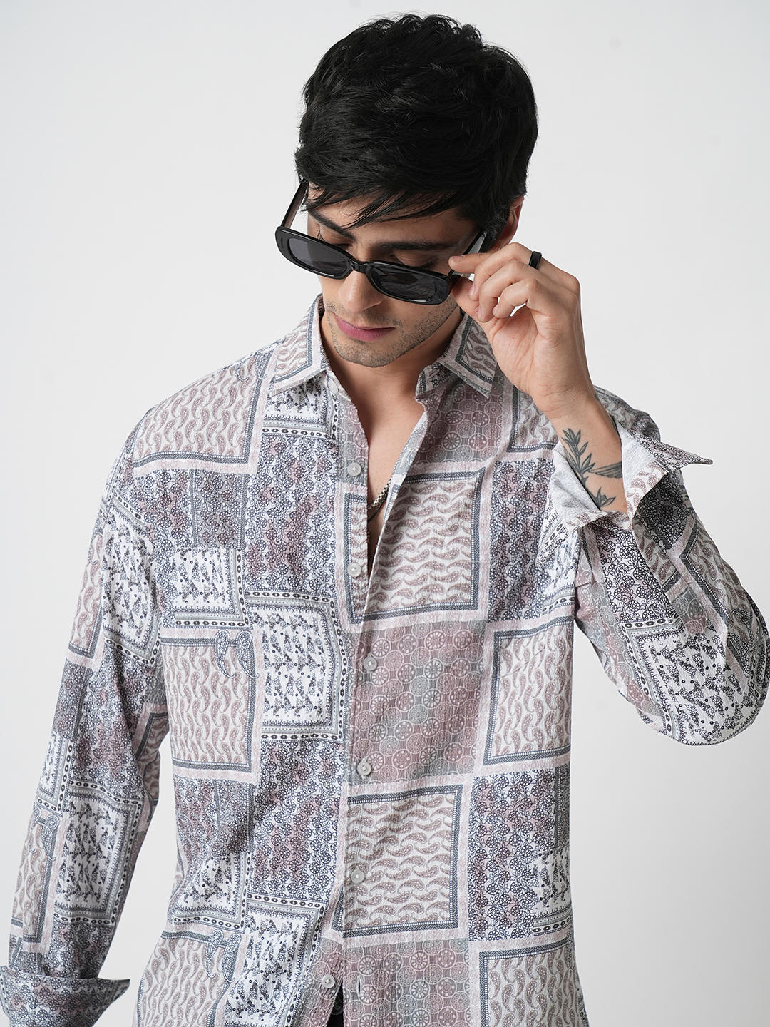 Multicolour Paisley Printed Crushed Shirt