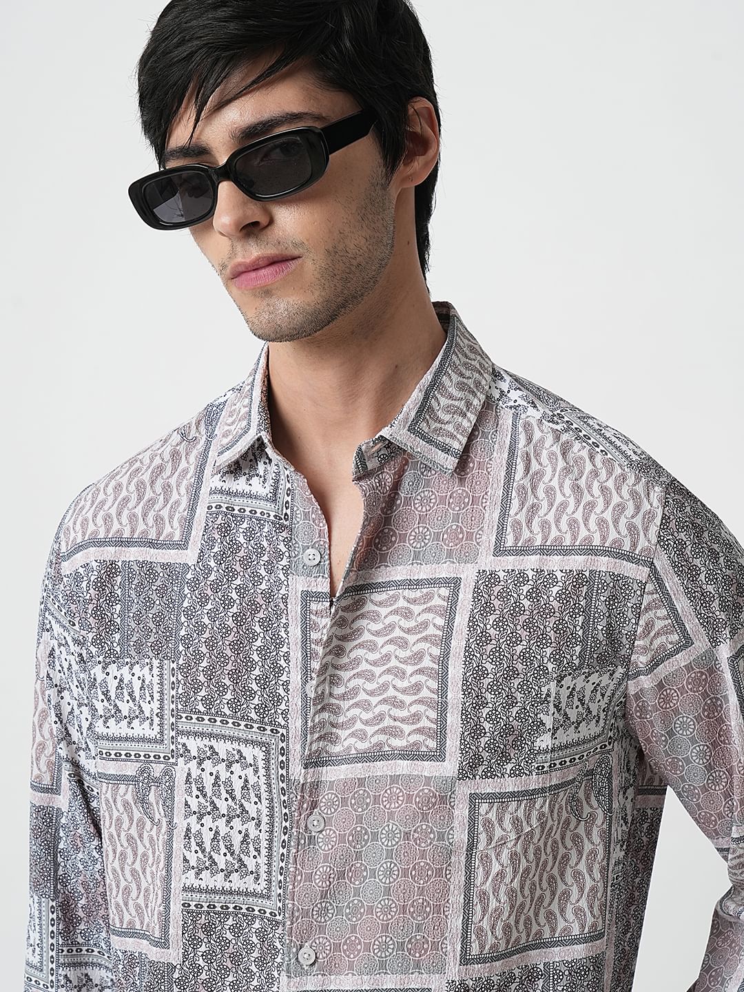 Multicolour Paisley Printed Crushed Shirt