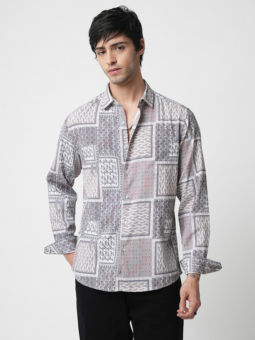 Multicolour Paisley Printed Crushed Shirt