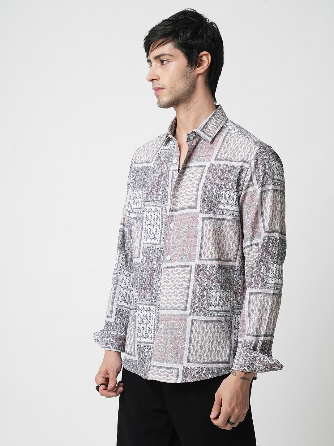 Multicolour Paisley Printed Crushed Shirt