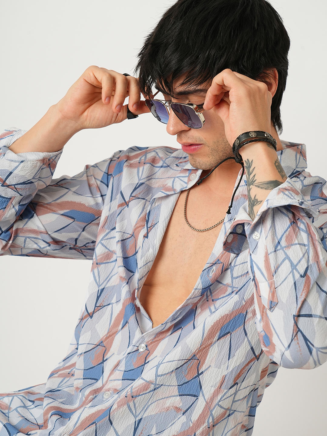 Voguish Abstract Printed Crushed Shirt