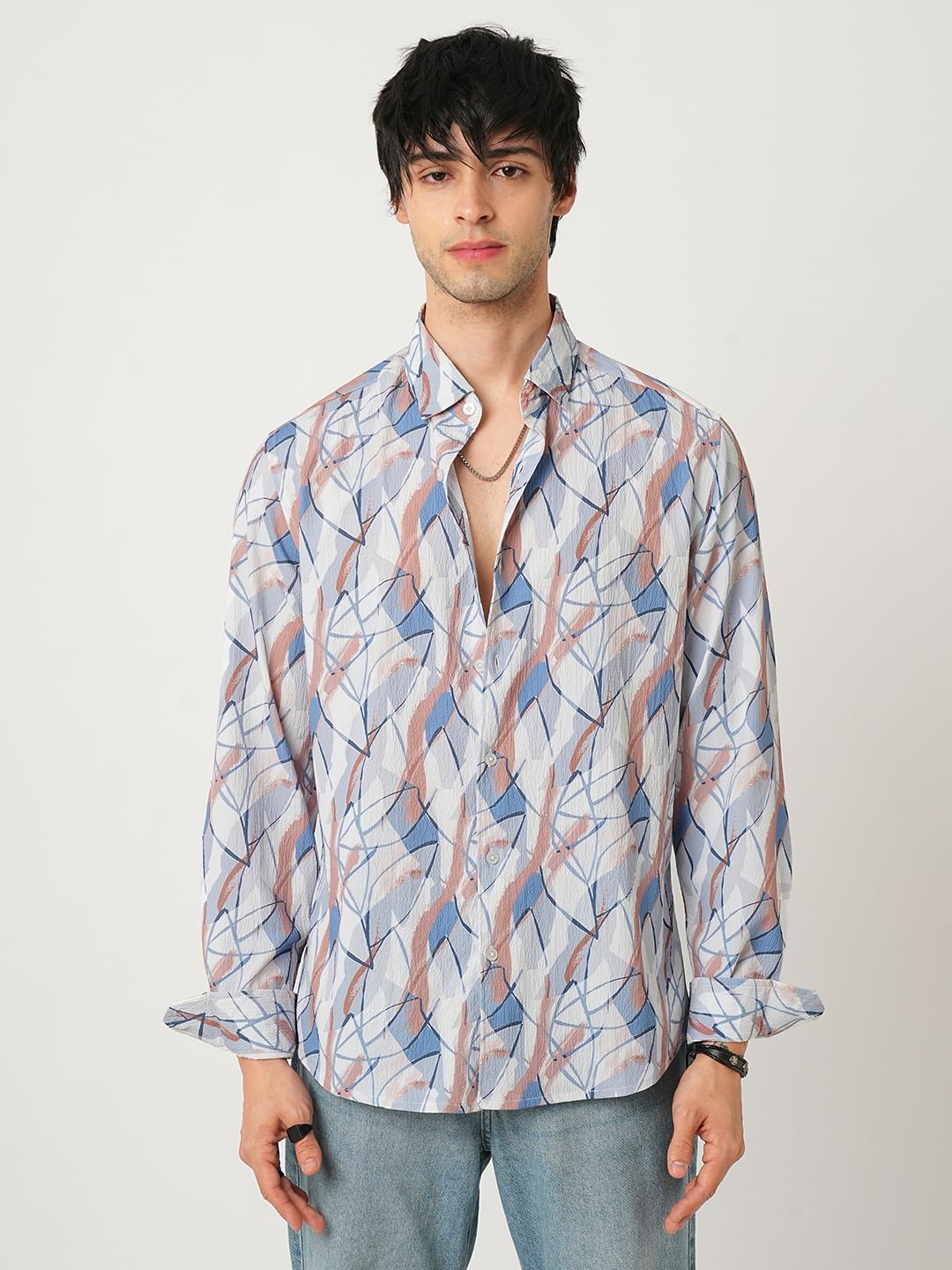 Voguish Abstract Printed Crushed Shirt