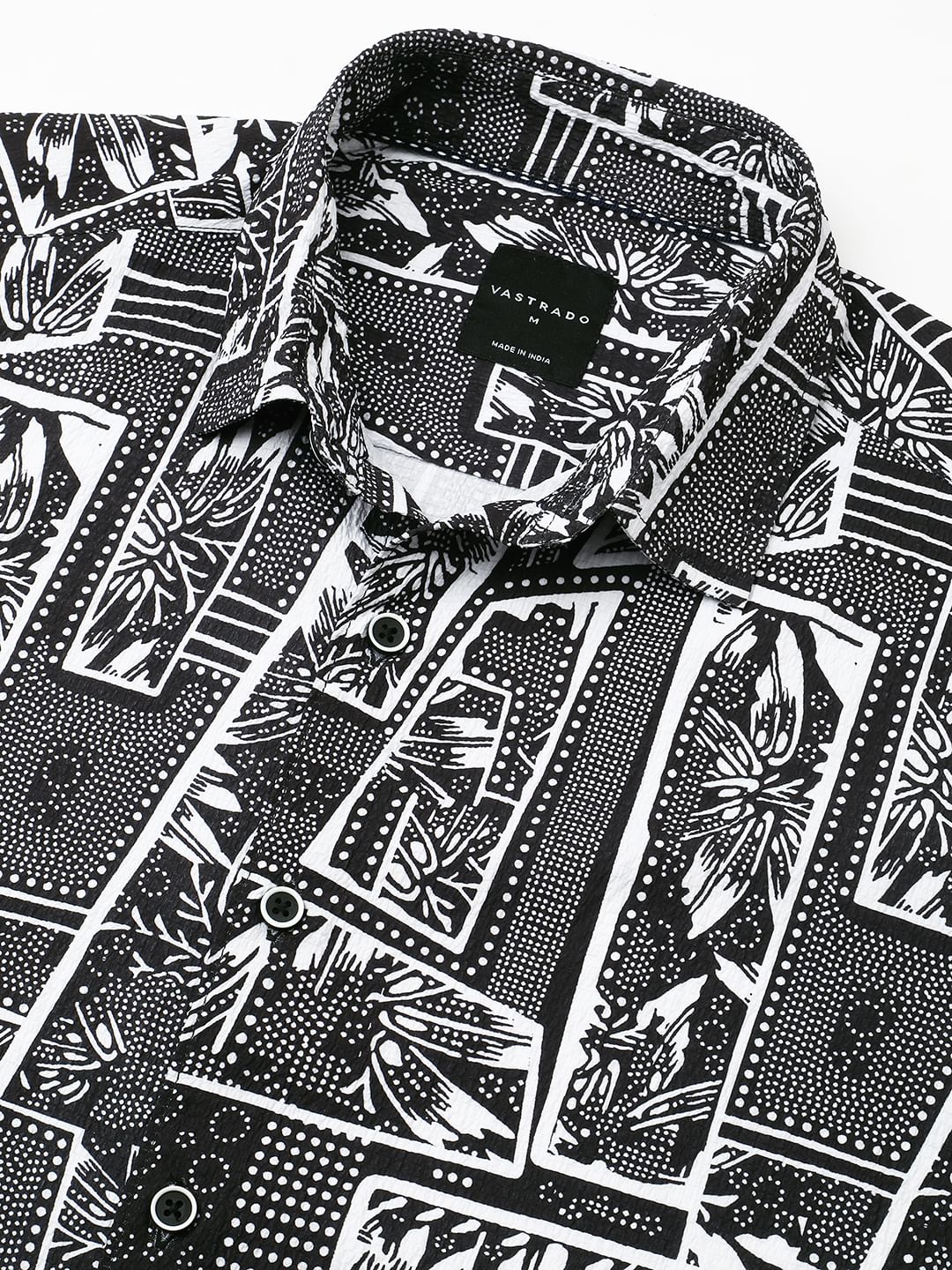 Black & White Abstract Printed Textured Shirt