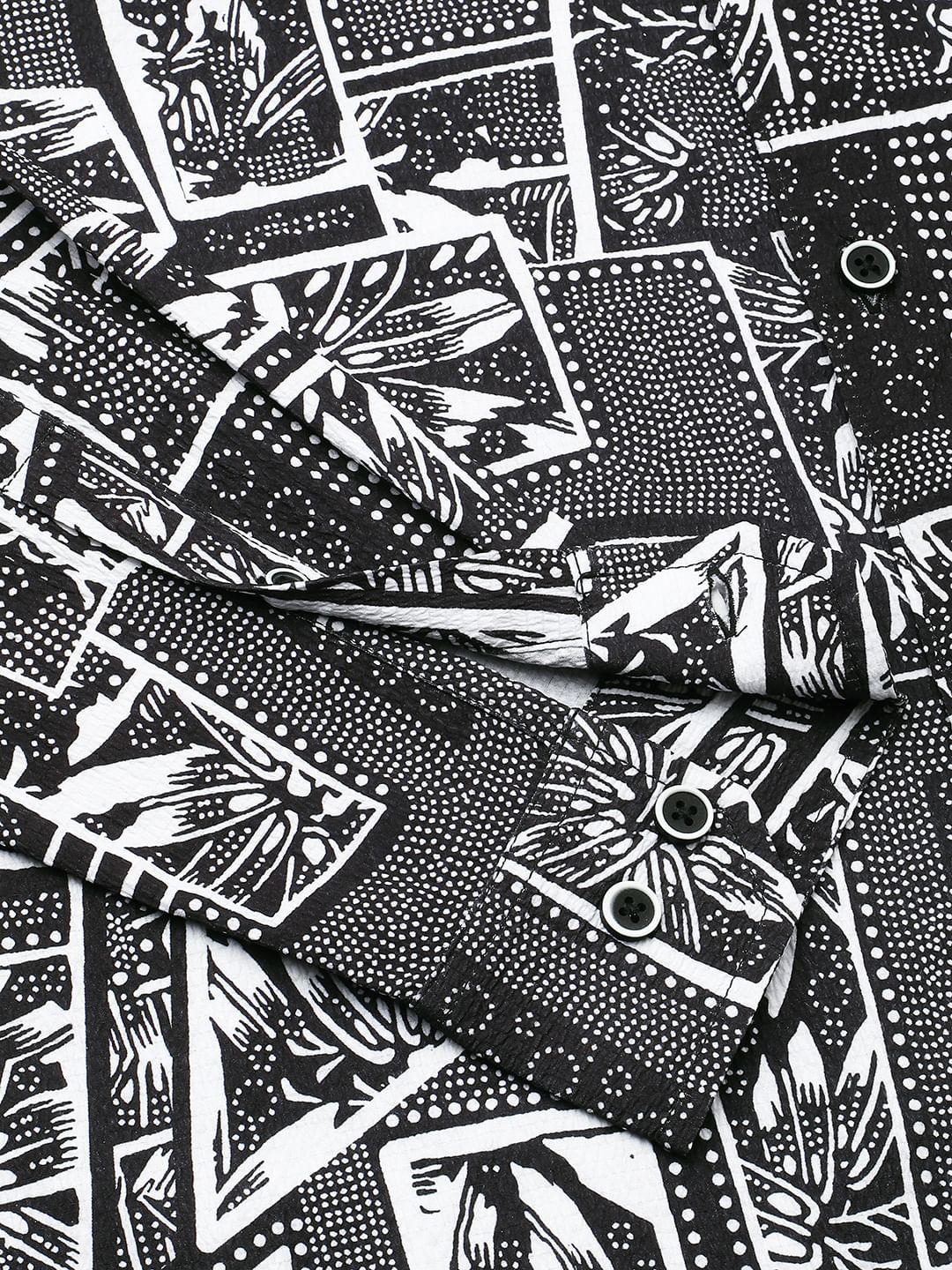Black & White Abstract Printed Textured Shirt