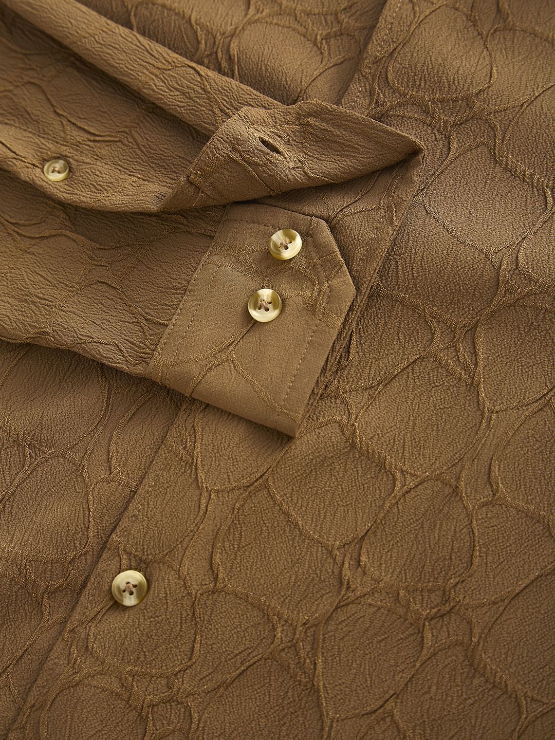 Coffee Brown Crumpled Textured Shirt