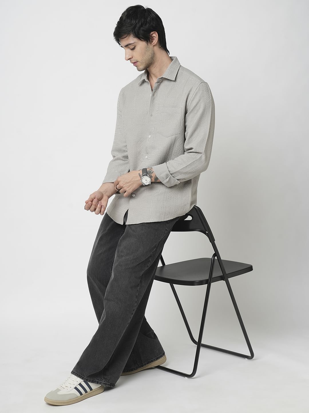 Classic Grey Jacquard Shirt