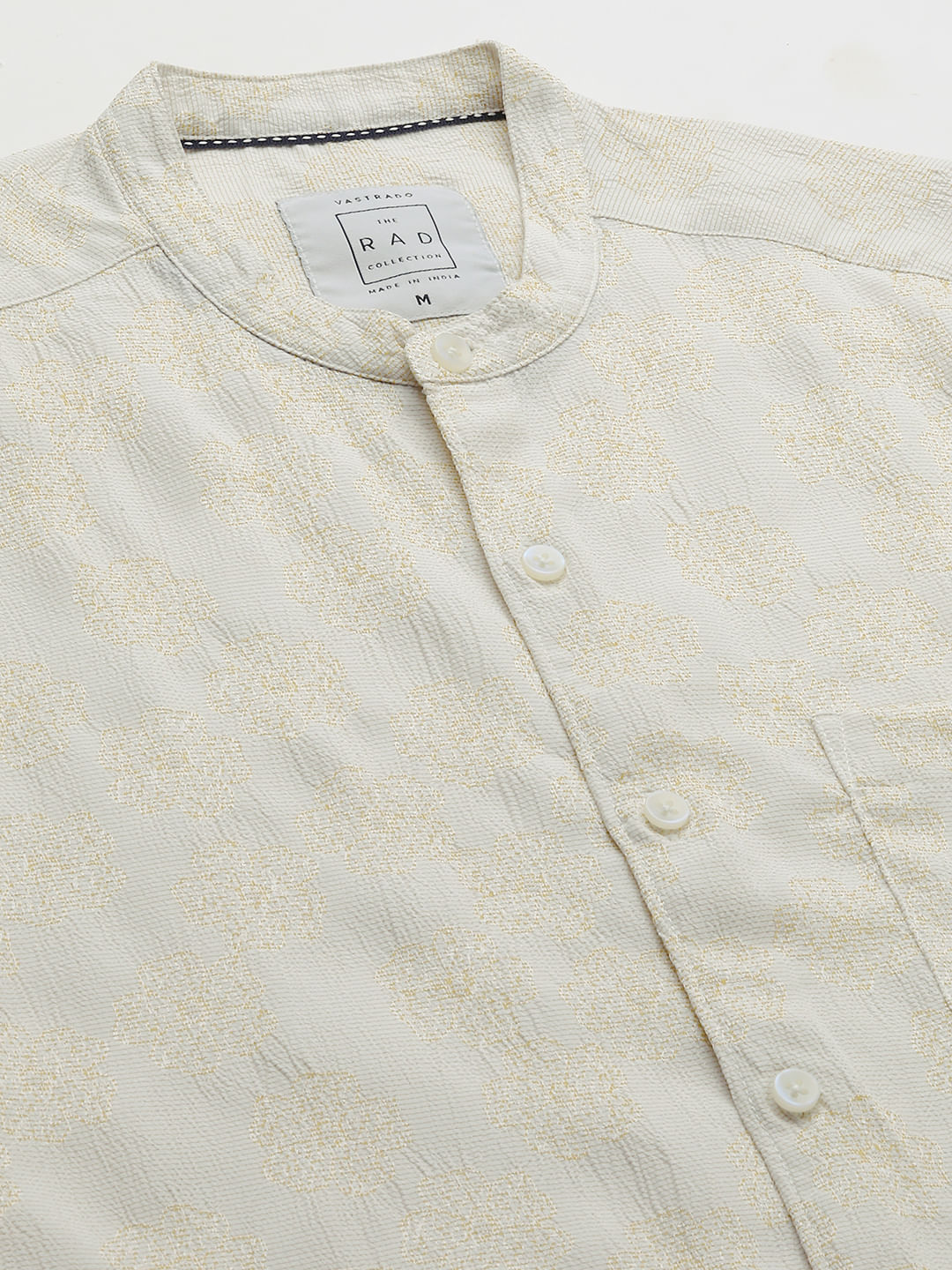 Ivory Floral Intricate Jacquard Creased Shirt