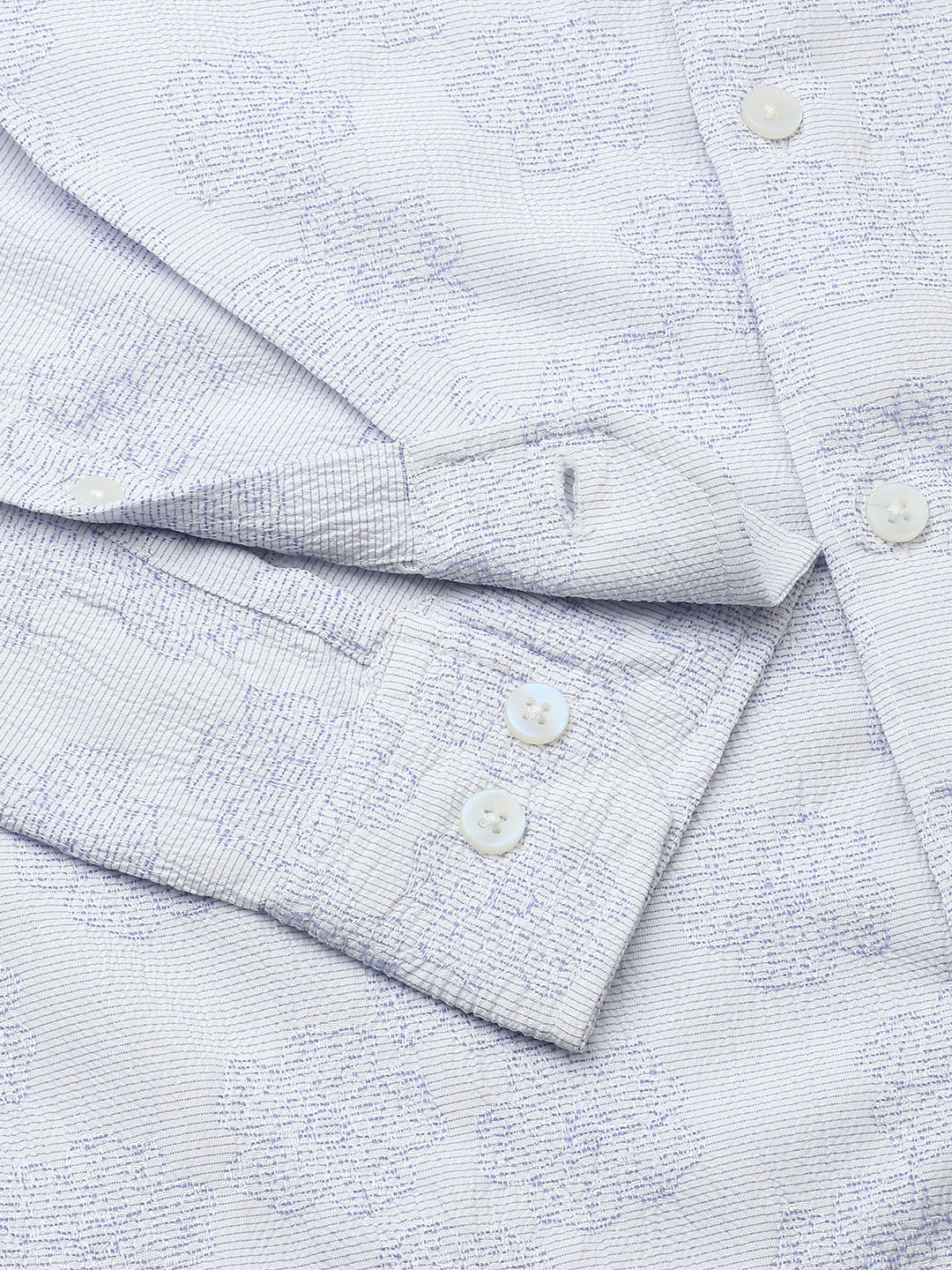 Cool Blue Floral Intricate Jacquard Creased Shirt