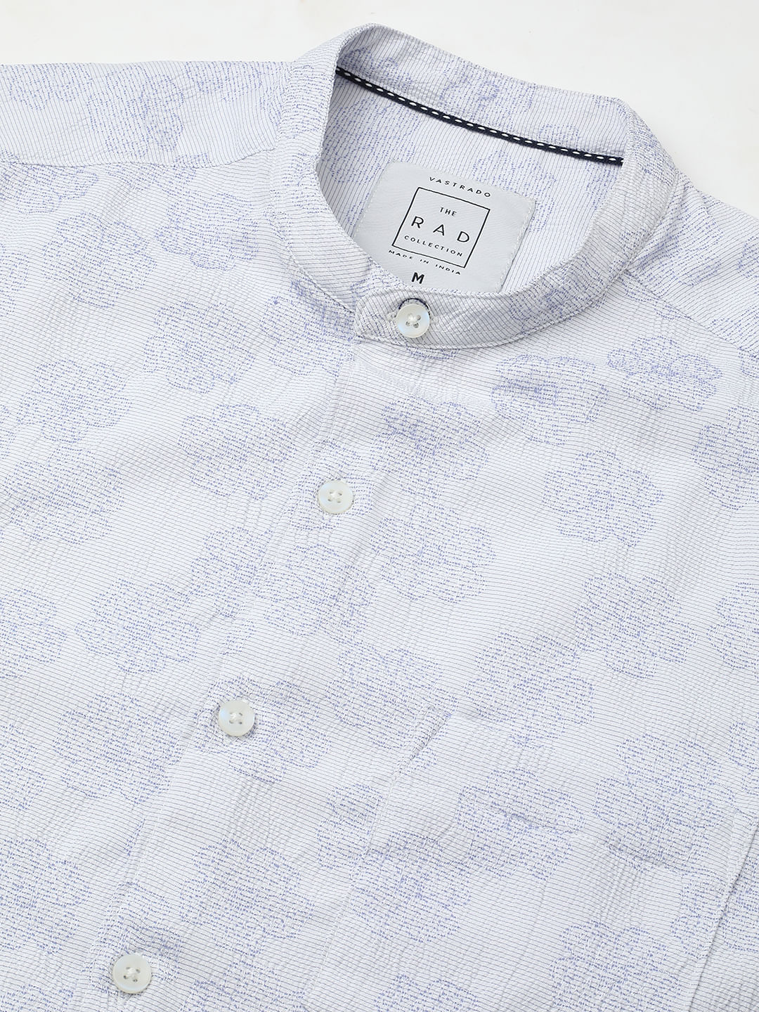 Cool Blue Floral Intricate Jacquard Creased Shirt