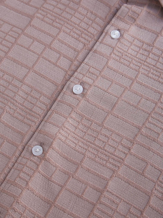 Pale Pink Bold Square Textured Shirt