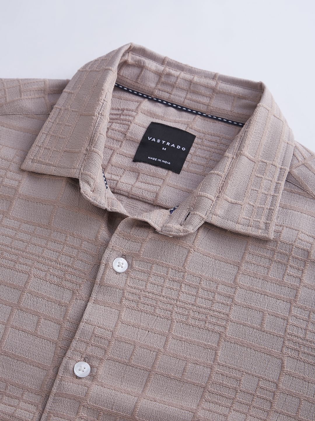 Pale Pink Bold Square Textured Shirt