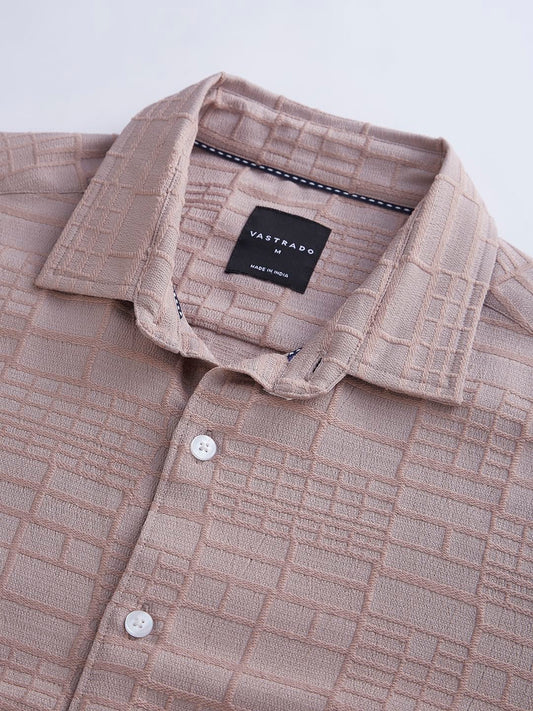 Pale Pink Bold Square Textured Shirt