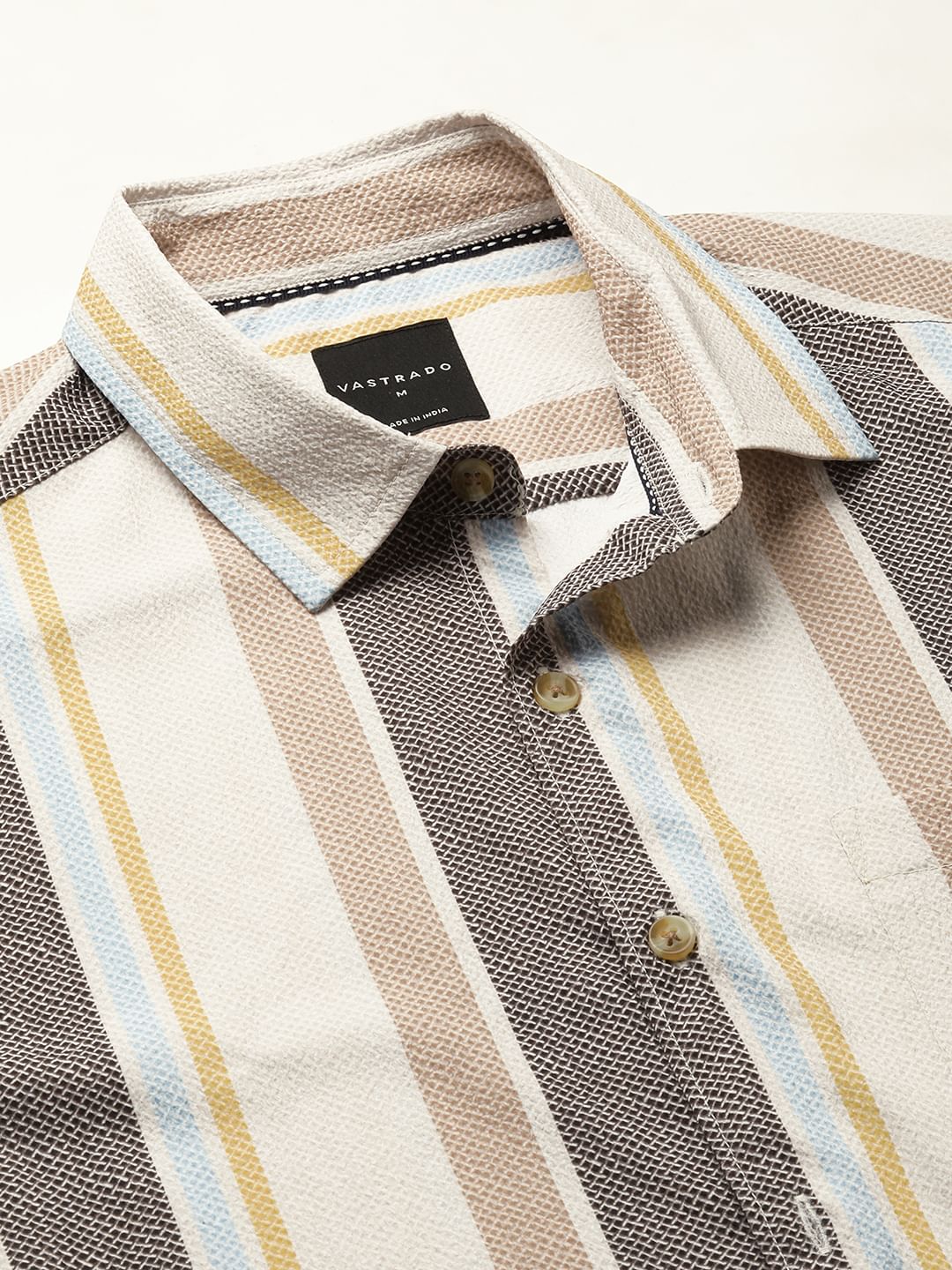 Multicolour Broad Striped Creased Shirt