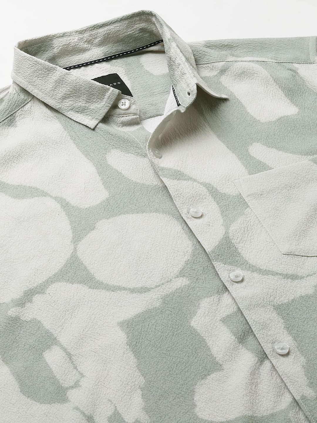 Pastel Mint Abstract Printed Crushed Shirt