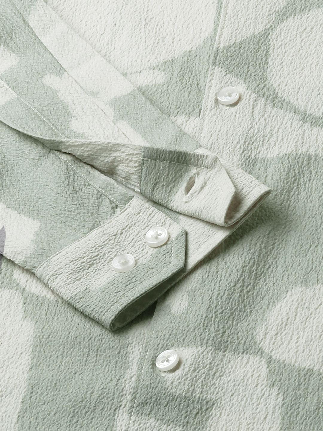 Pastel Mint Abstract Printed Crushed Shirt