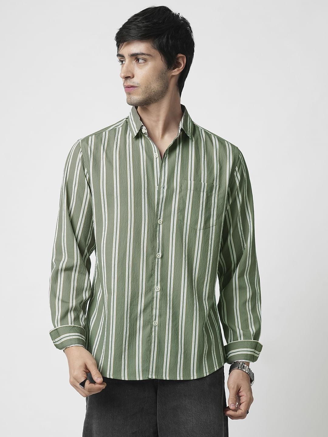 Reseda Green Striped Shirt