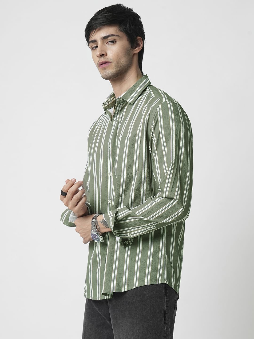 Reseda Green Striped Shirt