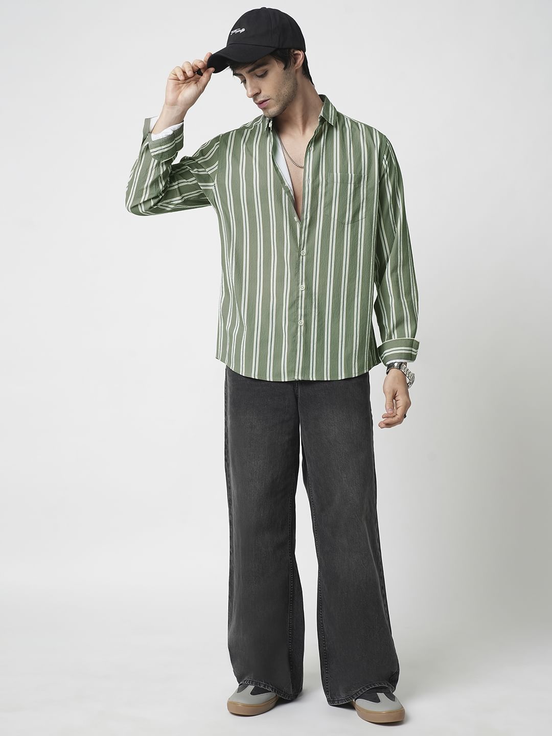 Reseda Green Striped Shirt
