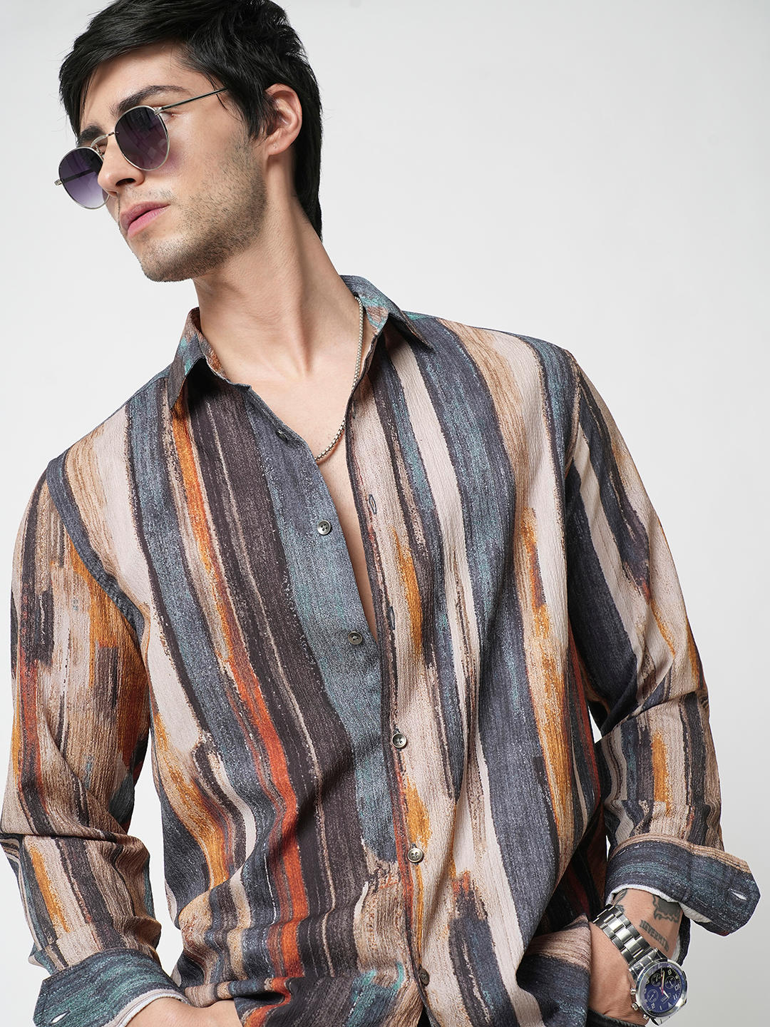 Multicolour Striped Ripple Shirt