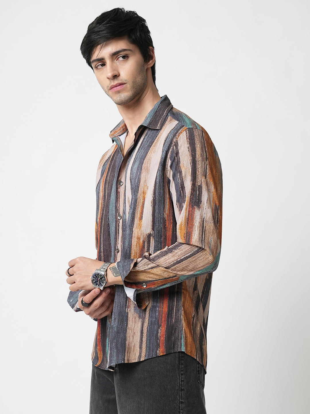 Multicolour Striped Ripple Shirt