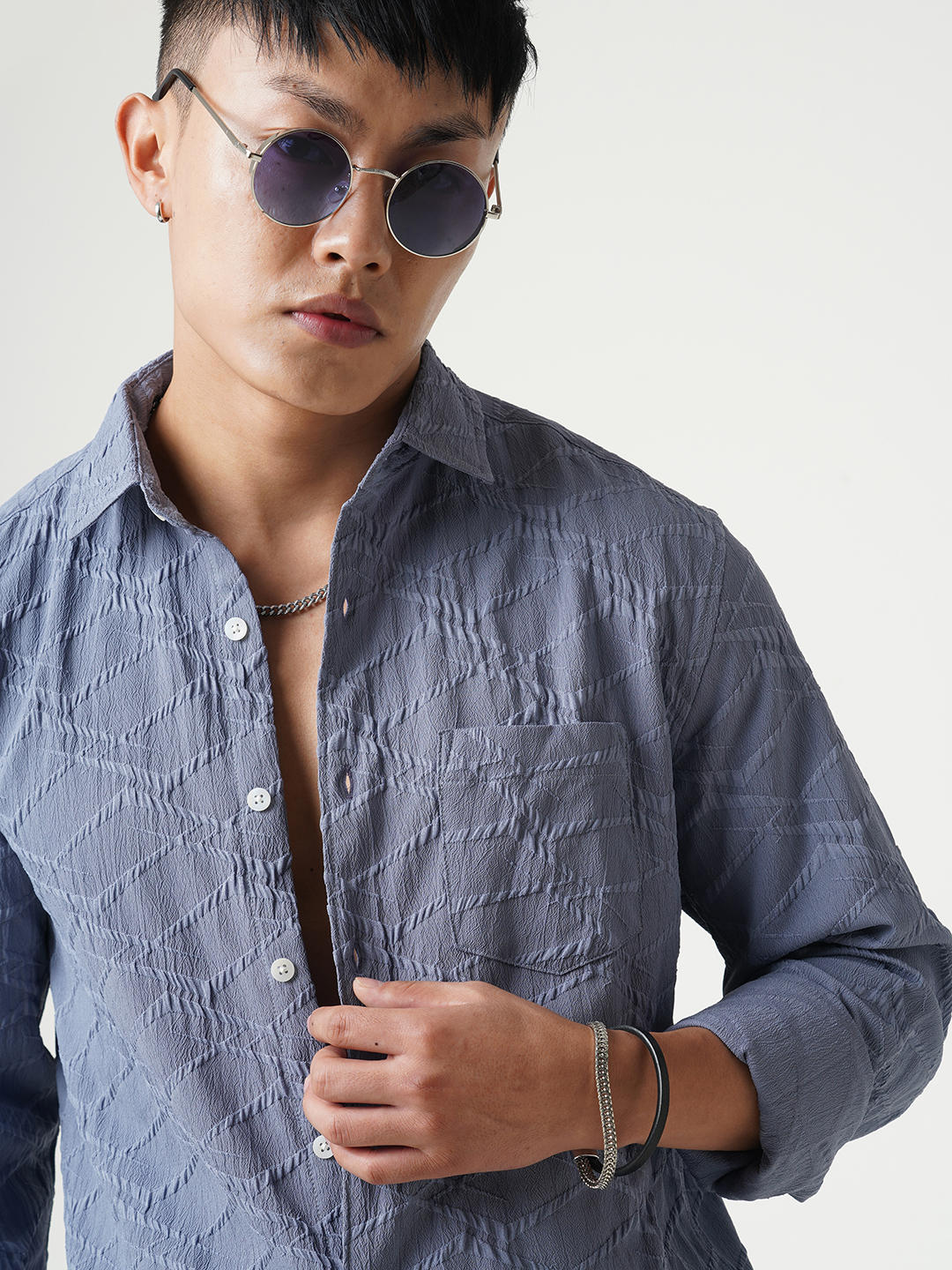 Abstruse Fossil Grey Textured Shirt