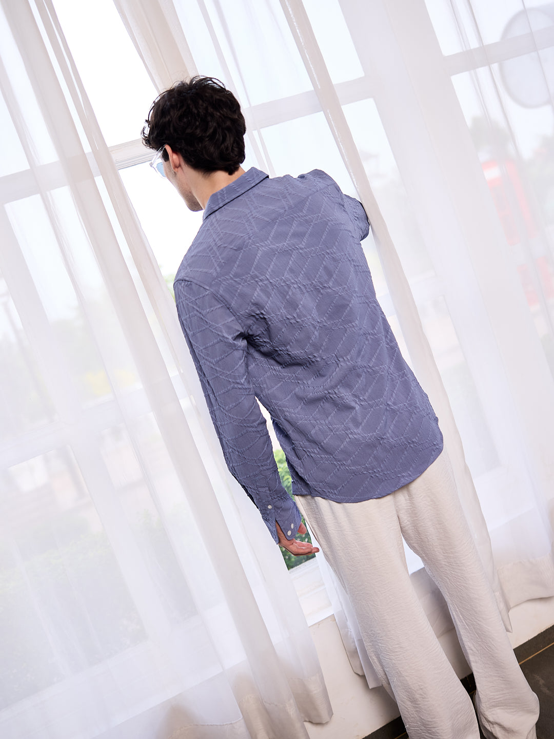 Abstruse Fossil Grey Textured Shirt