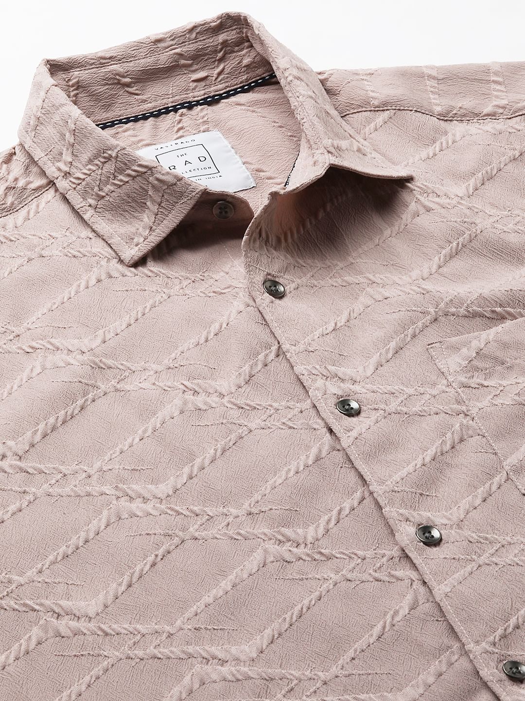 Honey Beige Abstract Textured Detailed Shirt
