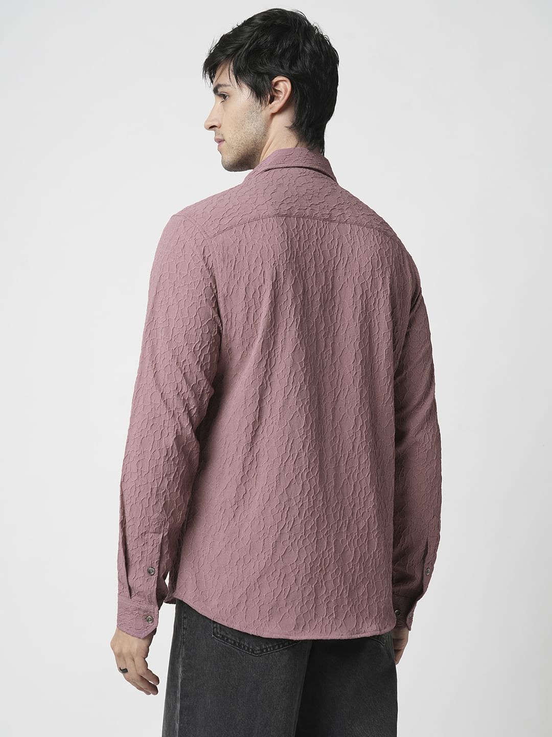 Nude Pink Abstract Textured Shirt