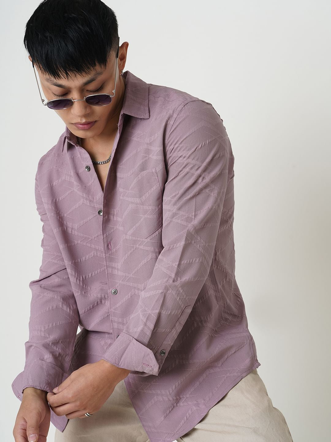 Abstruse Turkish Rose Pink Textured Shirt