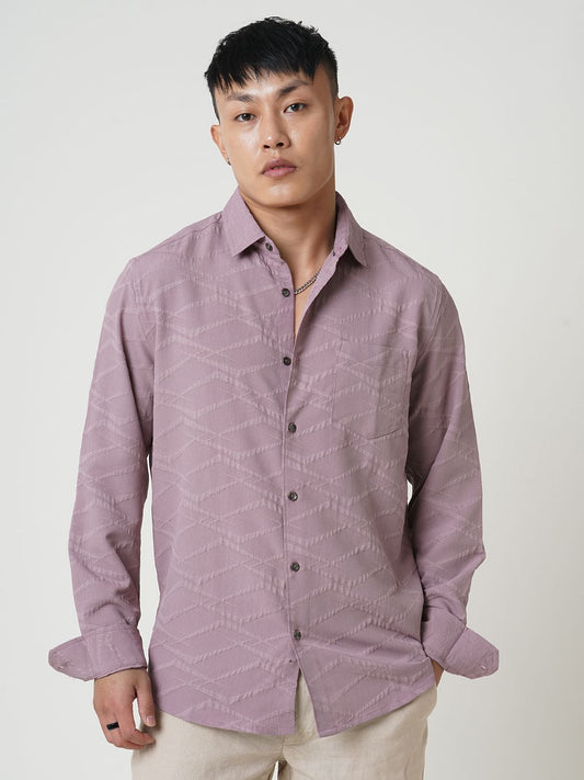 Abstruse Turkish Rose Pink Textured Shirt