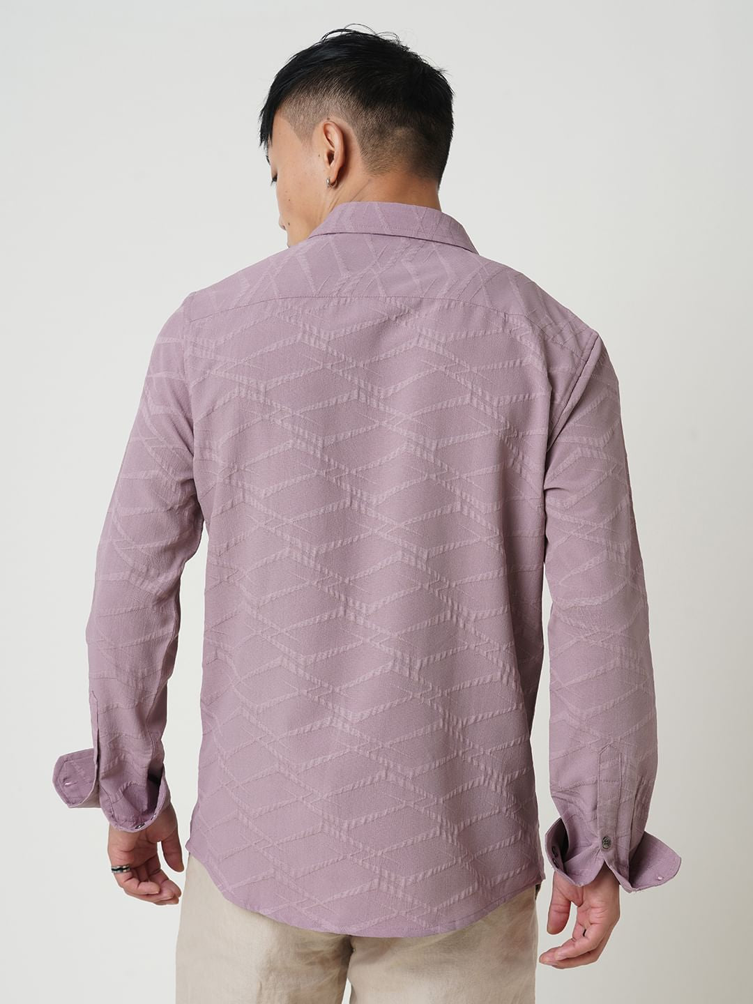 Abstruse Turkish Rose Pink Textured Shirt