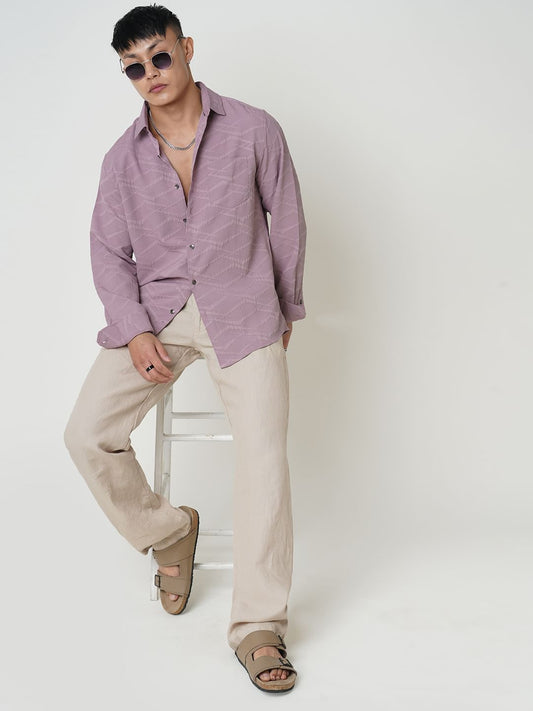 Abstruse Turkish Rose Pink Textured Shirt
