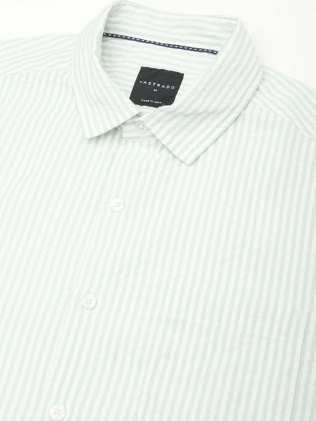 Sea-foam Green Seersucker Striped Shirt
