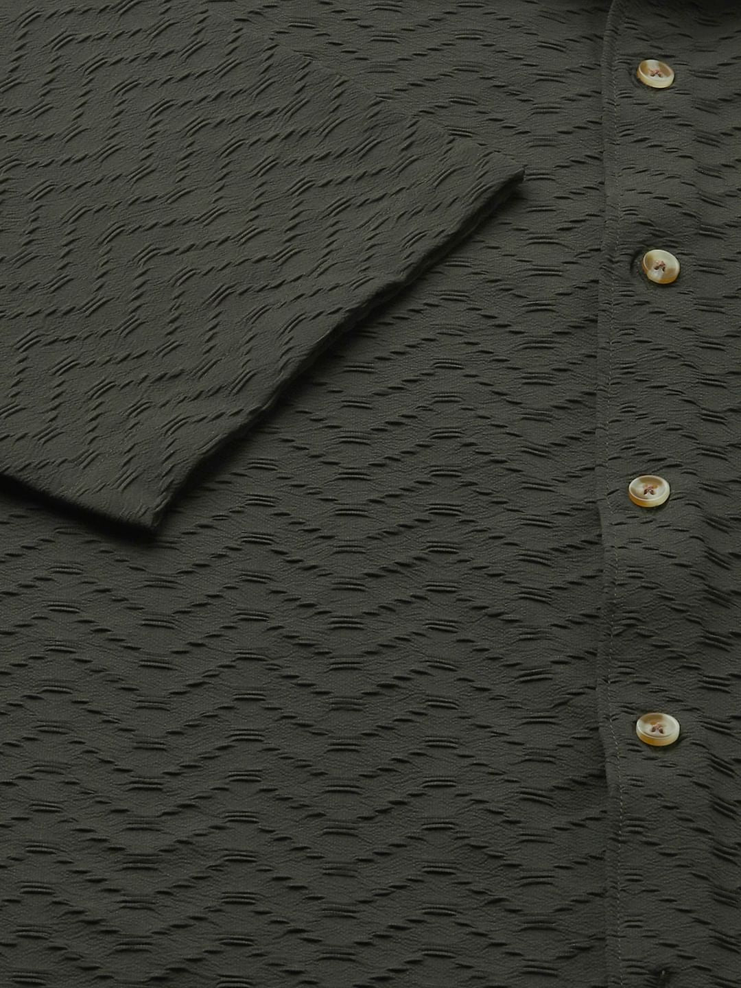 Forest Green Wavique Textured Shirt