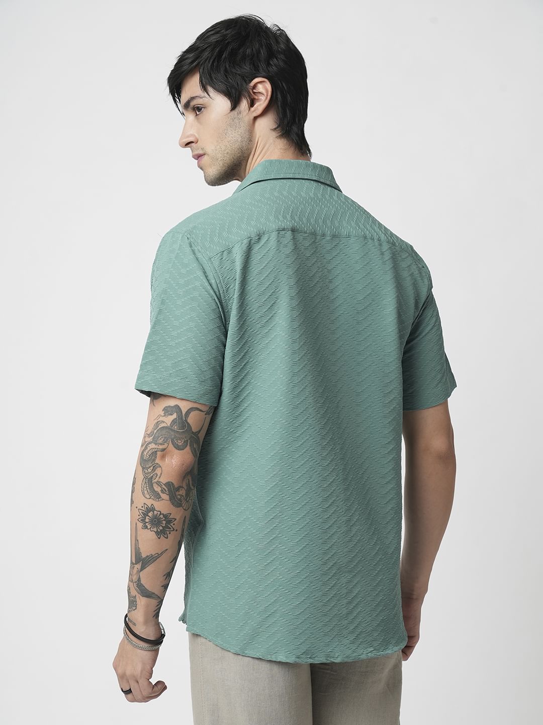 Turquoise Zig-Zag Textured Shirt