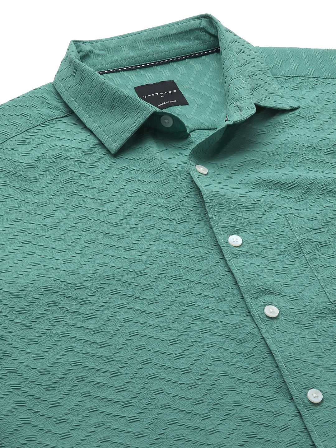 Turquoise Zig-Zag Textured Shirt
