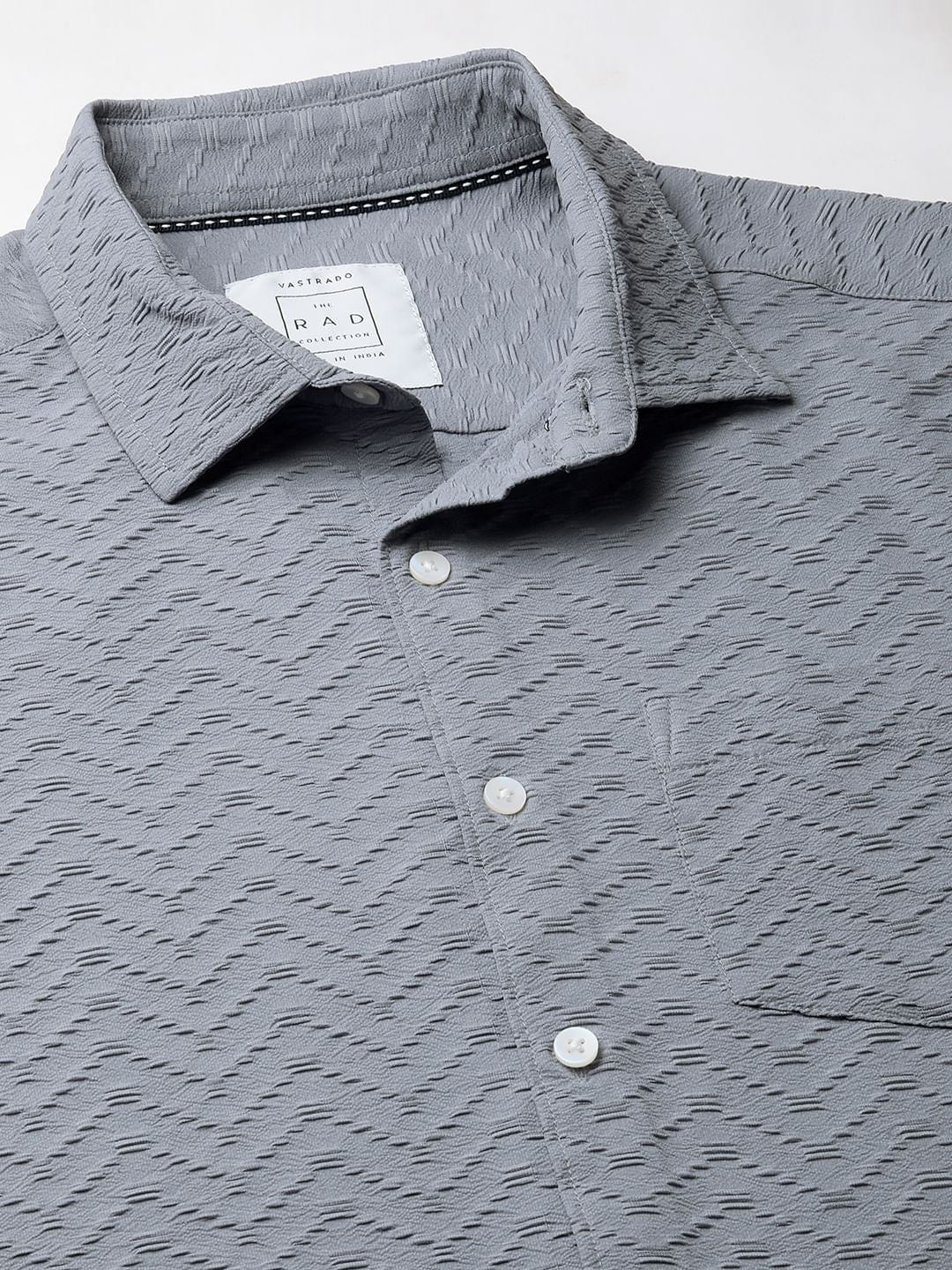 Cloud Grey Wavique Textured Shirt