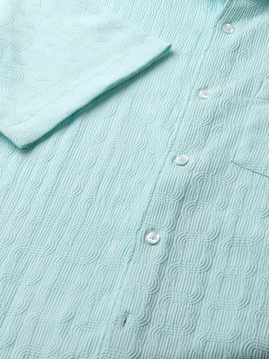 Pale Turquoise Blue Textured Shirt
