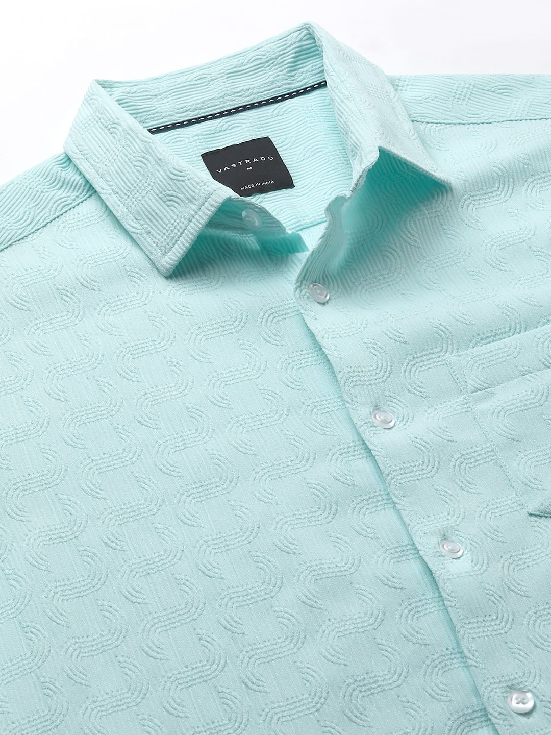 Pale Turquoise Blue Textured Shirt