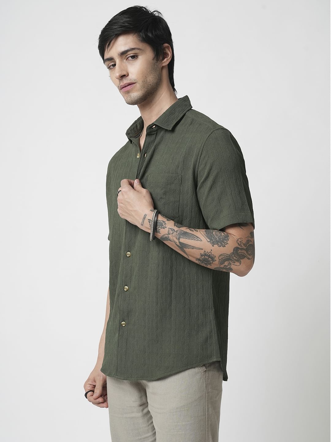 Hunter Green Textured Shirt