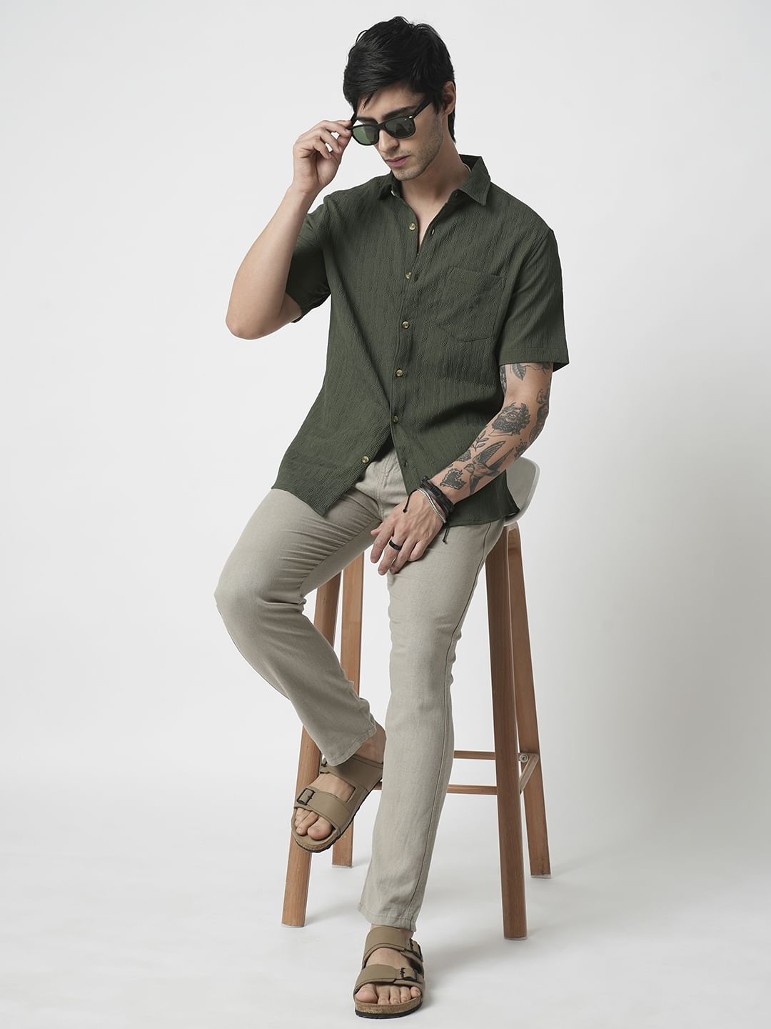 Hunter Green Textured Shirt