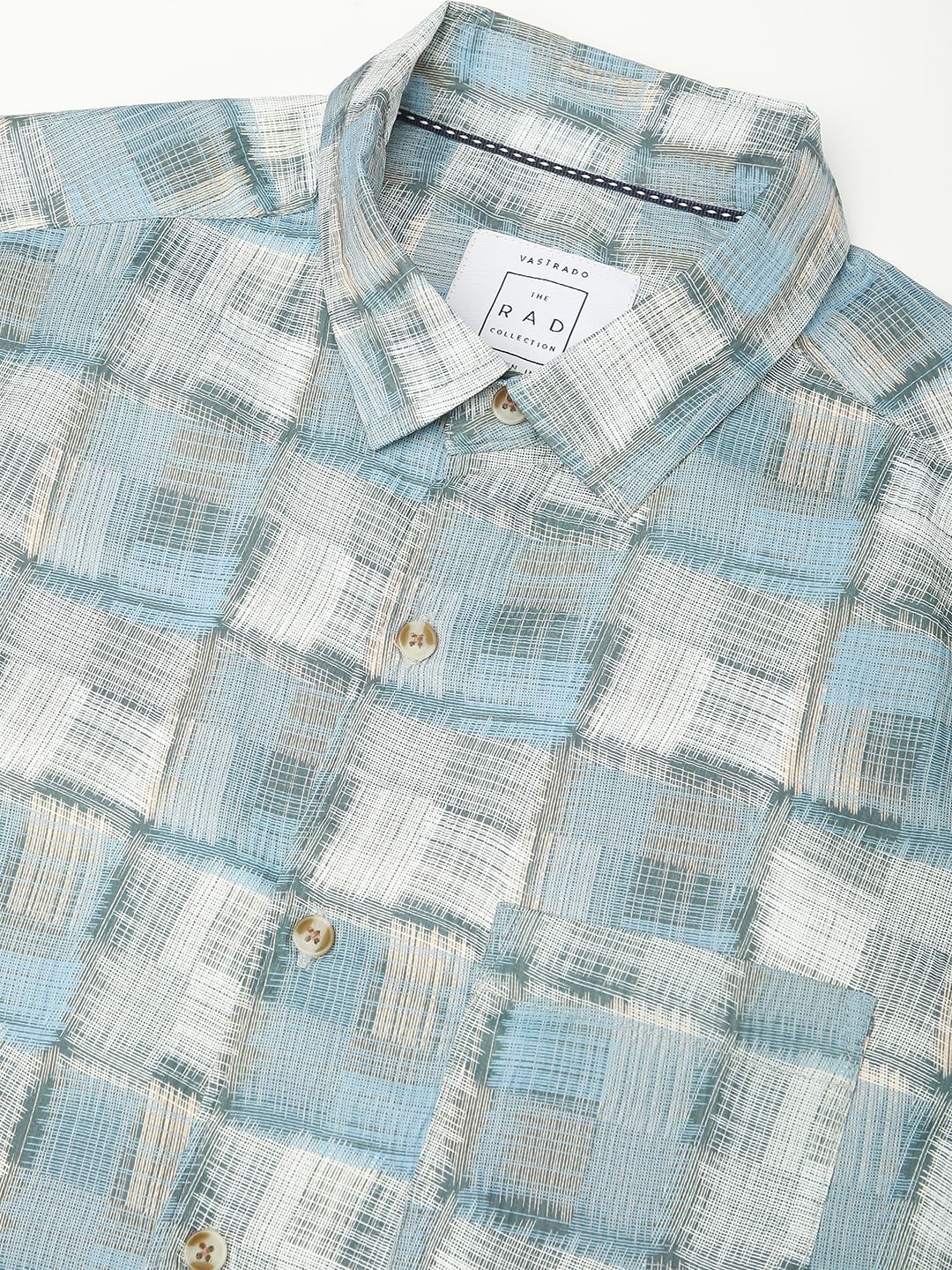 Bluish Patchwork Textured Shirt
