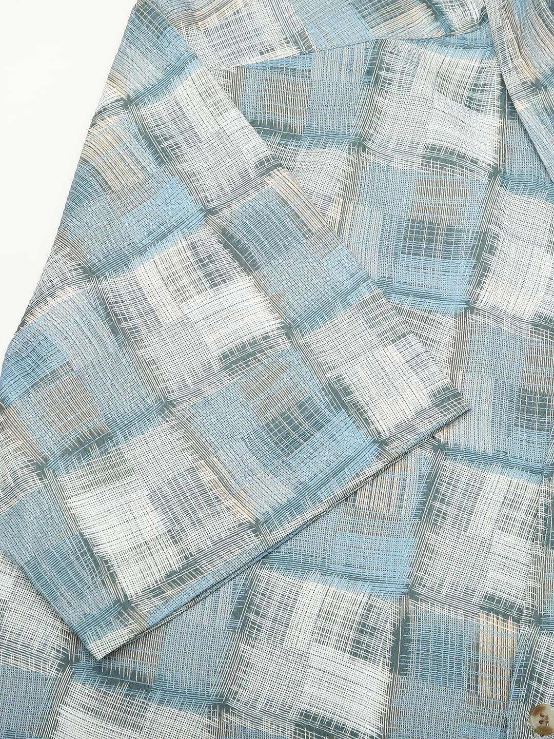 Bluish Patchwork Textured Shirt