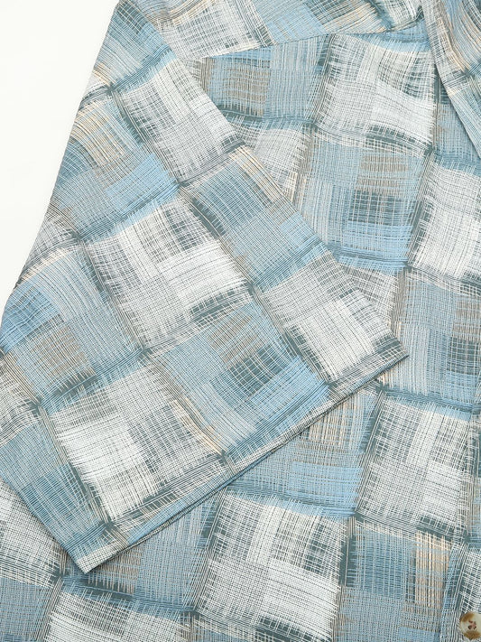 Bluish Patchwork Textured Shirt