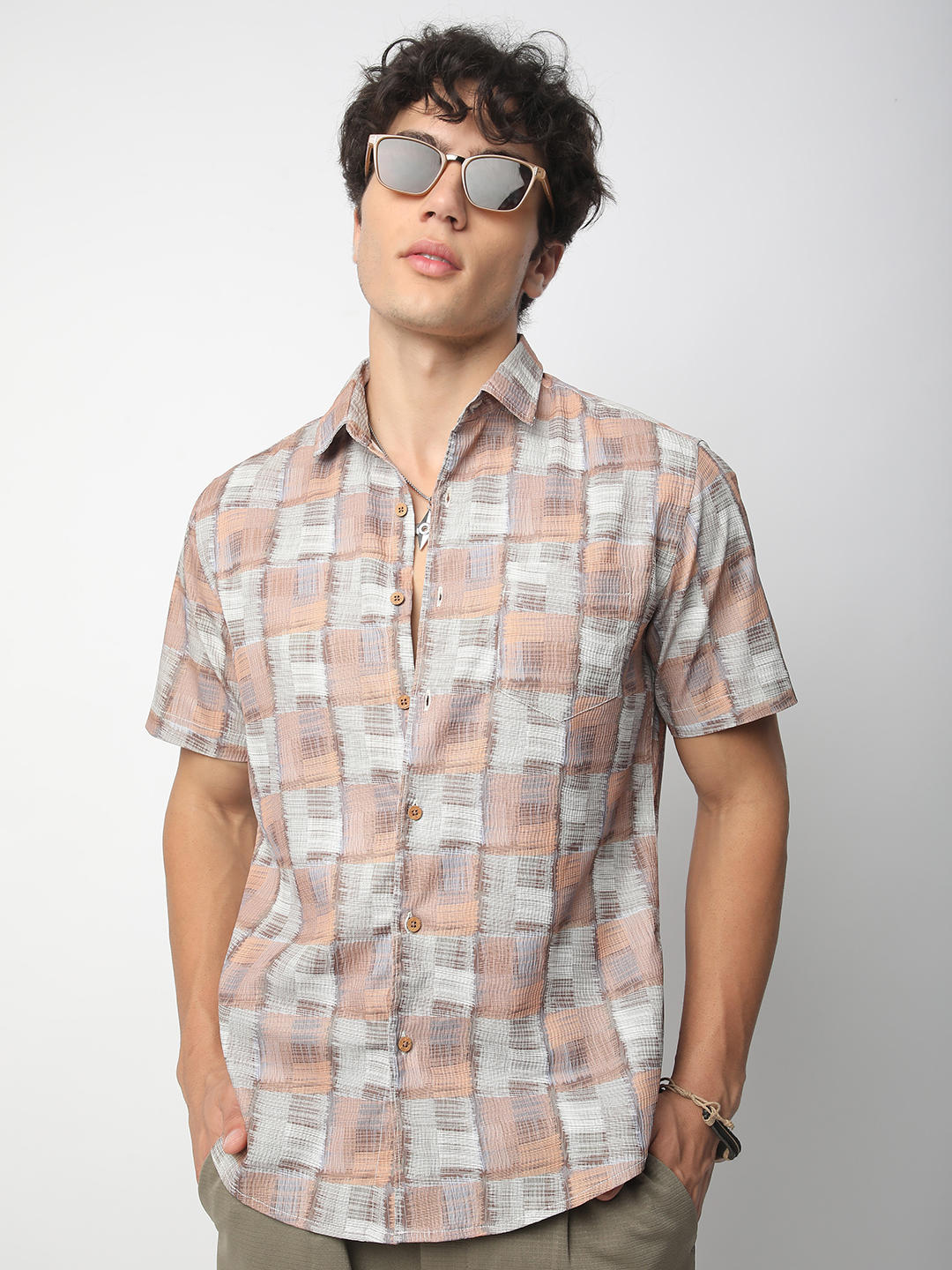 Multicolour Patchwork Textured Shirt