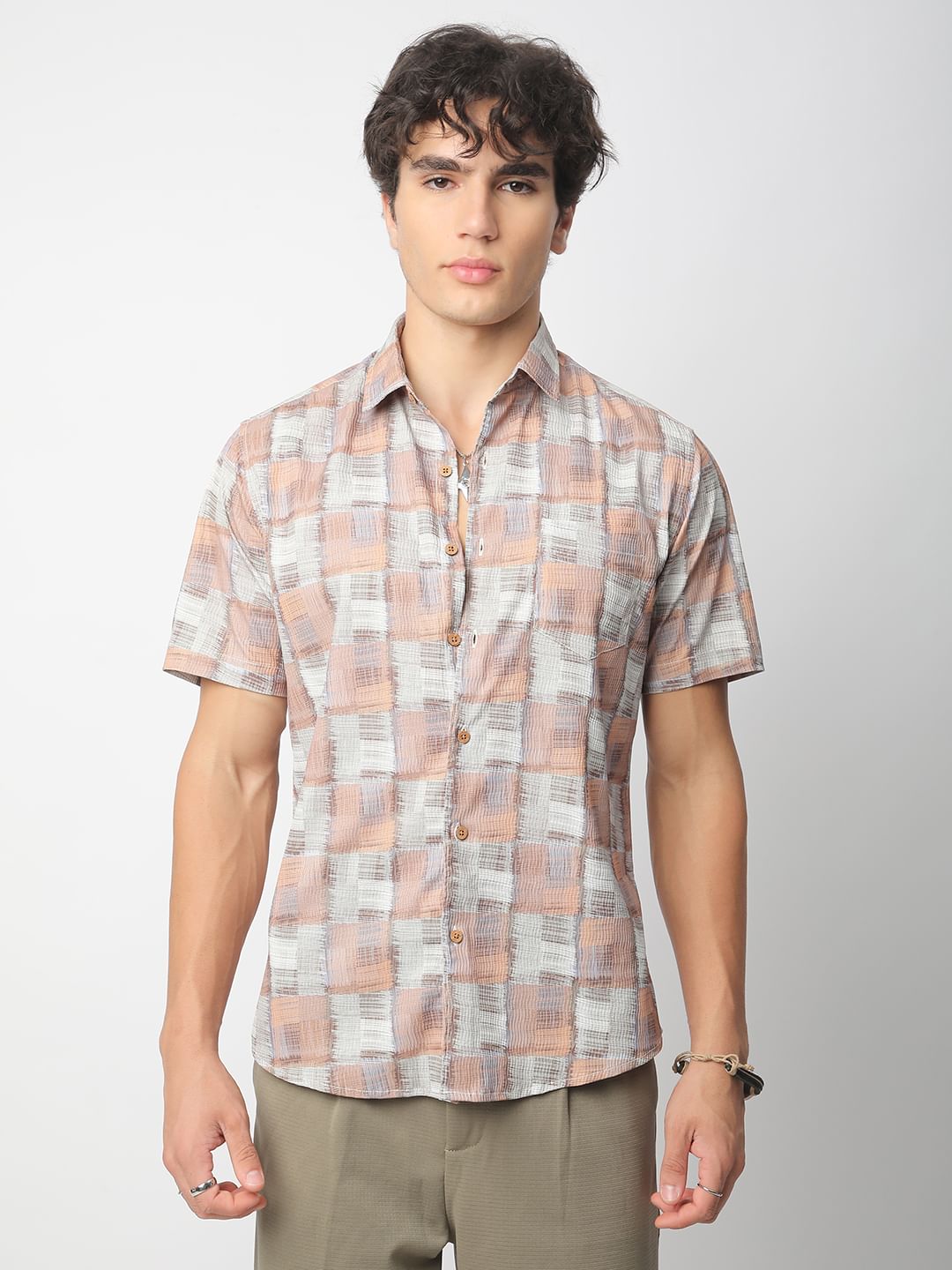Multicolour Patchwork Textured Shirt